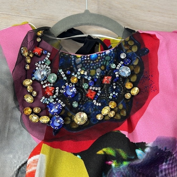 Zara Jewel Puffy Sleeve Limited Mini Dress Retro Y2K 80's 90's Barbiecore Rare* - Picture 6 of 13